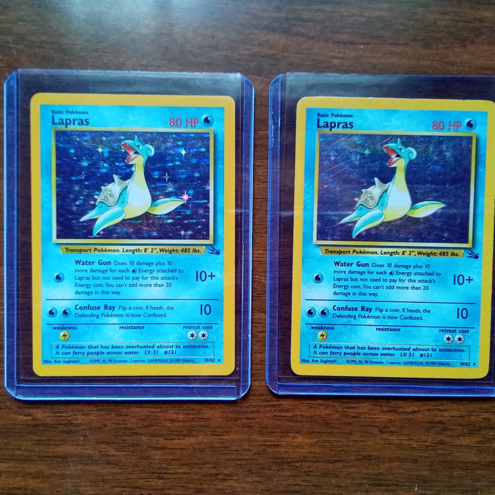Two Original 1999 Lapras Holographic Pokemon Cards